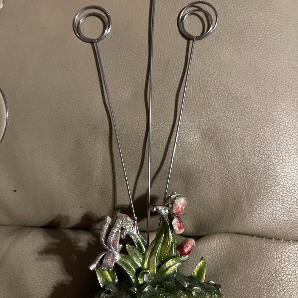Floral Photo Holder with Green Base